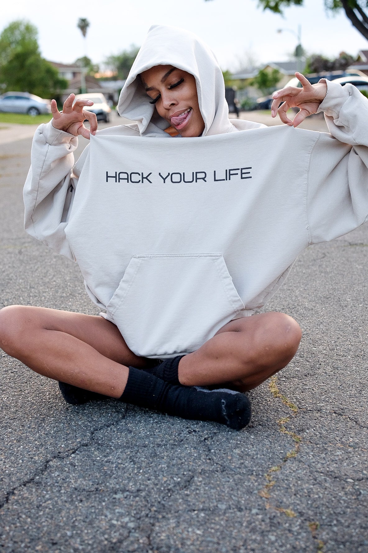 "Hack Your Life" Beige Hoodie - Hack11 Clothing Co.